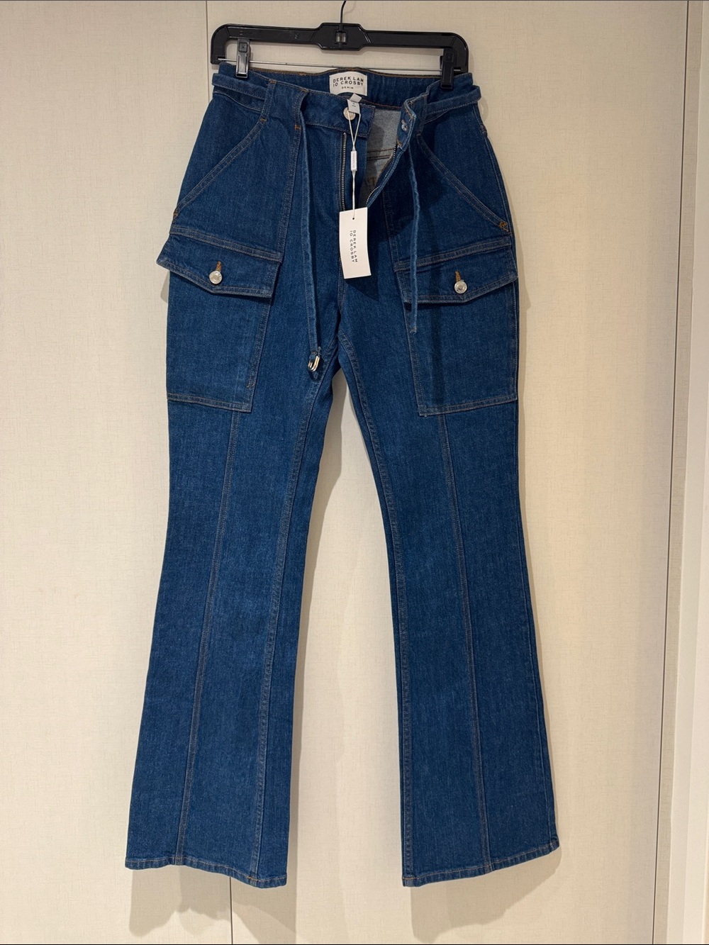 Derek Lam 10 Crosby Dark Indigo Wide-Leg Cargo Jeans